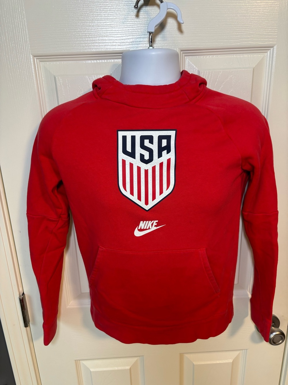 Nike USA red hoodie with white USA shield logo and Nike swoosh, size  Youth Med